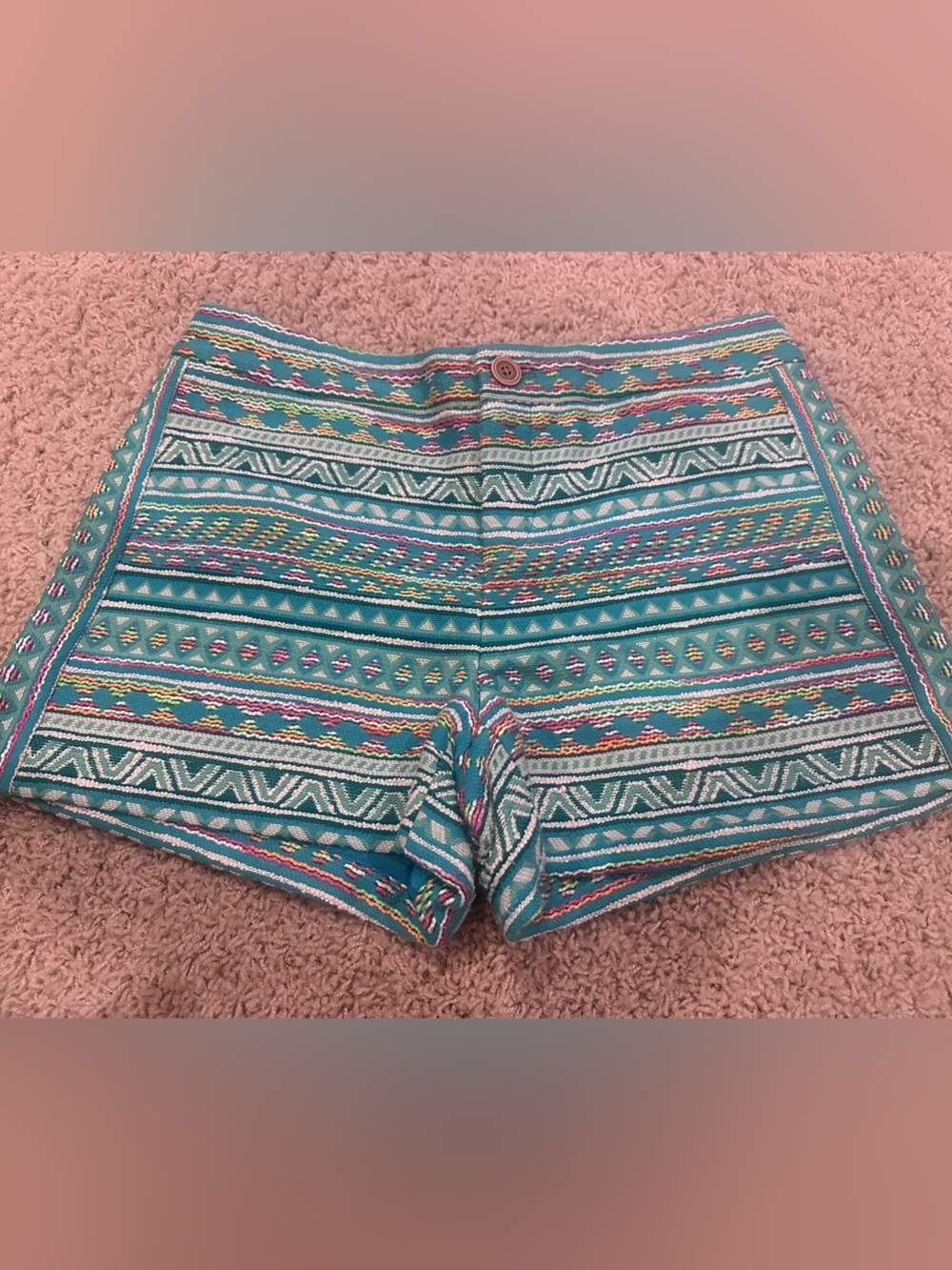 elevenses Anthropologie Teal Multi-Color Patterned Shorts